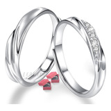 1 Par Anillos De Compromiso Pareja Ajustable + 2 Caja