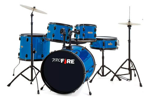 Bateria Pro Fire Bumbo 22 Azul Ferragem Preta Completa