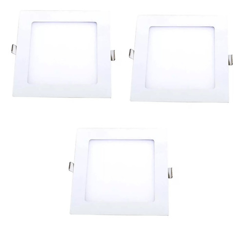 Foco Led 12w Empotrado Cuadrado 17x17 Cm Luz Neutra 220v X3