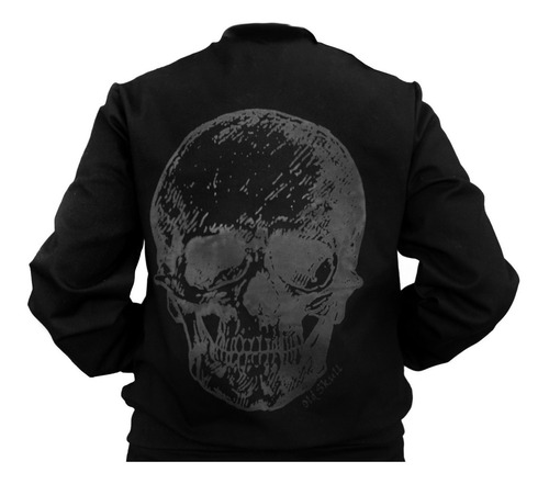 Chamarra Bomber Hombre - Black Skull Cráneo Calavera Goth