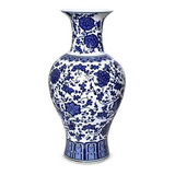 Florero Azul Y Blanco De Dalia, Florero De Porcelana China H