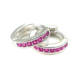 Aros Argolla Mini Circones Fucsia Plata Fina 925