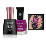 Kit Esmalte Risque Diamond Gel Licor De Cranberry + Top Coat