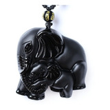 Collar Elefante Suerte Hombre Mujer Obsidiana