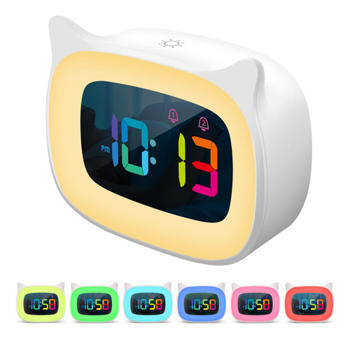 Smouping Reloj Despertador Con Orejas De Gato Con Luz Noctur