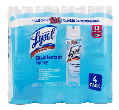 Lysol Desinfectante En Spray 19oz X 4 Elimina 99,9% Virus