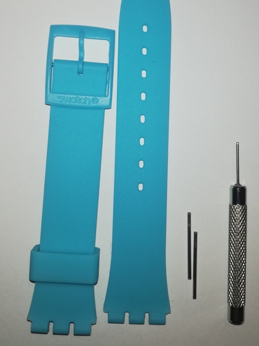 Correa De Reloj Swatch 17mm Celeste C/logo +pasador Y Herram
