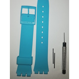 Correa De Reloj Swatch 17mm Celeste C/logo +pasador Y Herram