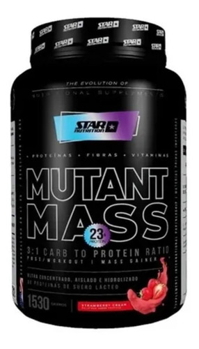 Suplemento En Polvo Star Nutrition  Mutant Mass Proteínas Sabor Crema De Fresa En Pote De 1.53kg