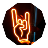 Cartel Neón Led Mini Mano Rock + Dimmer - Deco - Luminoso