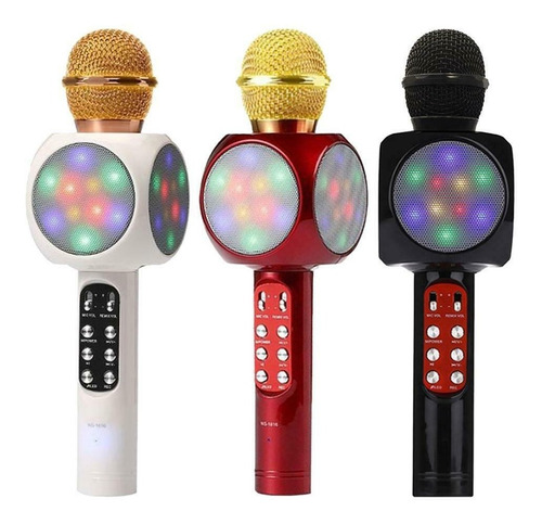 Micrófono Inalámbrico Karaoke Bluetooth Bocina Luces Colores