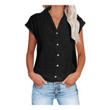 Blusa B Para Mujer, Camisa Moderna Con Botones Lisos, V-ne