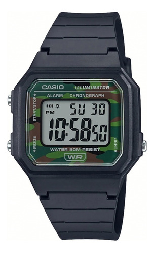 Reloj Casio W-217h-3b Sumergible 50m Negro Y Camuflado
