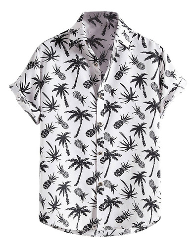 D Camisa Hawaiana De Manga Corta Para Hombre Con Botones Est