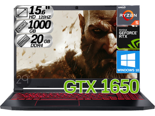 Portátil Gamer Acer Nitro5 Ryzen5 Ram 20gb 1000gb Gtx 1650