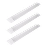 Kit 03 Luminárias Led Tubular 60cm 20w Calha Sobrepor Linear