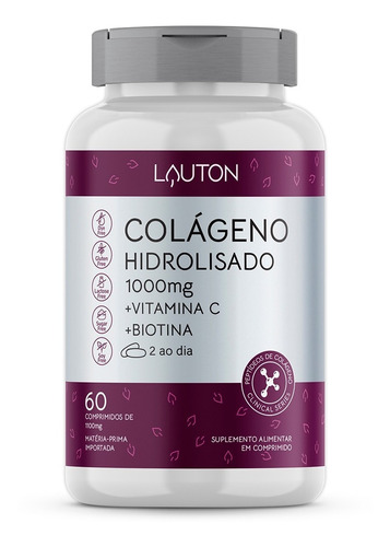 Colageno Hidrolisado 1000mg + Vit C + Biotina 60 Tabs Lauton