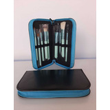 Set 9 Brochas Maquillaje Con Estuche Color Black-light Blue