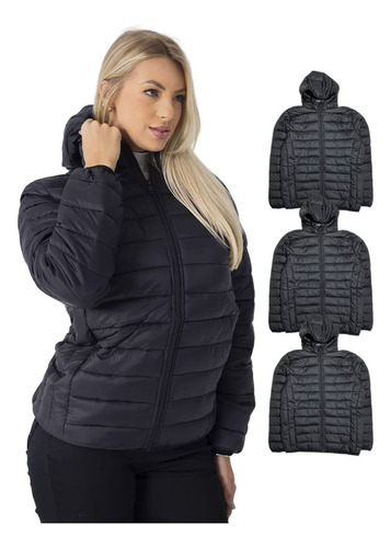 Kit 3 Jaquetas Femininas Impermeável Puffer Nylon Bobojaco