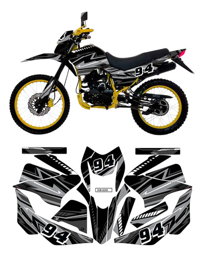 Kit Calcas Moto 200cc Líneas Negras Racing Btr | Meses sin interés