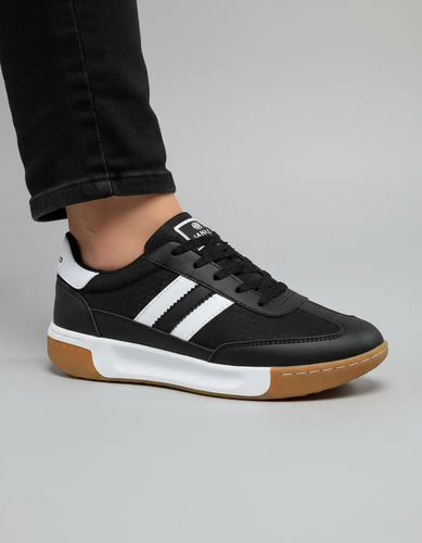 Tenis Sneaker Janlo Retro Unisex Negro Suela Resistente Estilo Deportivo | Envío gratis