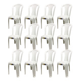 Kit 12 Cadeiras Plástica Resistente Branca Bistrô Até 152kg