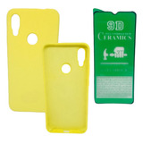 Silicone Case Para Xiaomi Redmi Note 7 Y Vidrio Ceramico