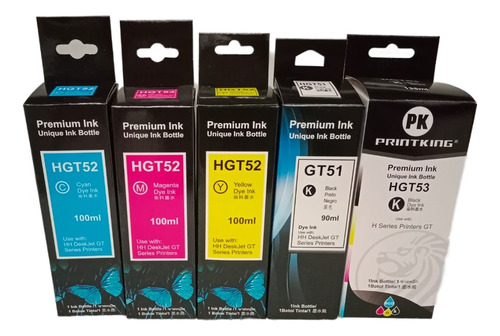 Kit De 5 Tintas Gt53xl Gt51 Gt52 Genericas Para Hp 315/580