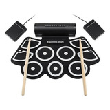 Bateria Electronica Musical Flexible 9 Pad Pedal + Parlante Color Negro