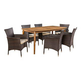 Conjunto De Terraza Matthew De 7 Piezas Con Mesa De Comedor 