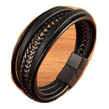 Pulsera De Cuero Black Total Hombre Caballeros Moda 2021 1