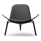 Sillón Para Living Diseño Madera Eco - Carl Hansen Sh07 Asiento Negro Y Negro