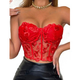 Corset Shein Importado Con Encaje Floral