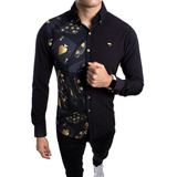 Camisa Hombre Casual Slim Fit Negra Poker 002 Alexis Roman