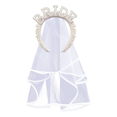 W Diadema Con Corona De Perlas Y Velo For Novia For Fiesta