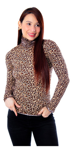 Polera Manga Larga Mujer Animal Print Moda Total