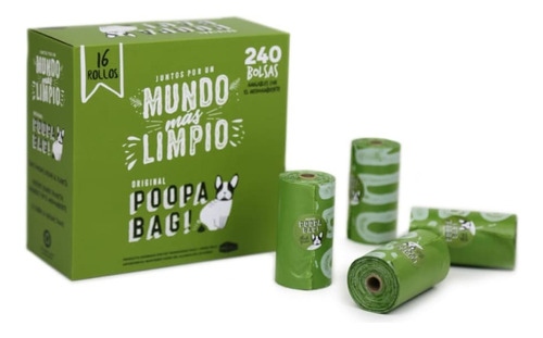 Caja 16 Rollos Con 240 Bolsas Poopa Bag! Mascotas Biodegr.