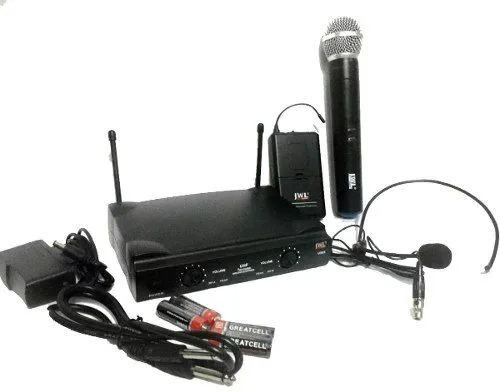 Microfone Sem Fio Duplo Head Set + Bastão Uhf U 585 Hm Jwl