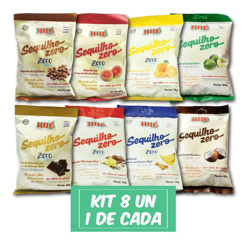 Kit Sequilhos Zero Hué Sem Glúten Sem Lactose Vegano 8 Un