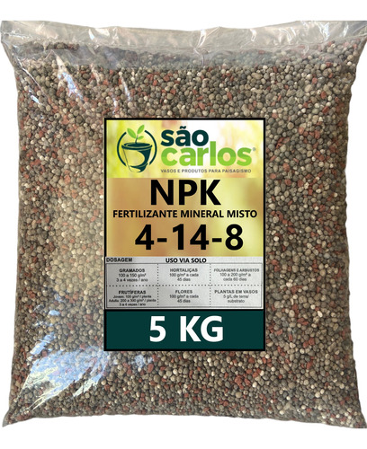 Adubo Fertilizante Npk 4 14 8 - 5kg - Jardim Vasos Plantas