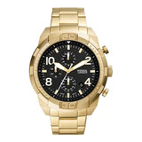 Reloj Fossil Bronson Chrono Fs5877 Dorado Negro De Caballero