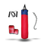 Bolsa De Boxeo 110 Cm + Guantin + Relleno + Soga + Cadena