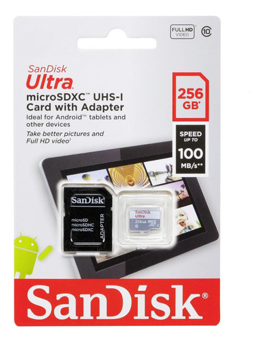 Cartão De Memória Sandisk Ultra Microsd 256gb, Classe 10