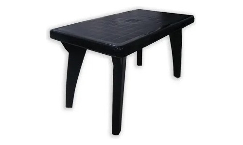 Mesa Rectangular Reforzada Con Alma De Acero Negra Mascardi