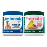 Aminomix Pet + Promater Pó Suplemento Pássaros Cachorro Gato