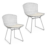 Set 2 Silla Comedor Cocina Cromada Bertoia Industrial Hierro