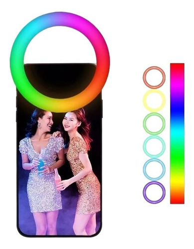 Aro Luz Led Rgb 90x26mm Celular Recargable Selfies Tiktok Color Blanco