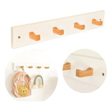 Perchero Nordico De Pared 60cm 4 Ganchos Madera Maciza