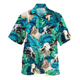 Ghb Camisa Hawaiana Amantes Del Ganado Brahman Verde Vaca