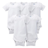 Gerber Set De 5 Bodys Blancos Manga Corta